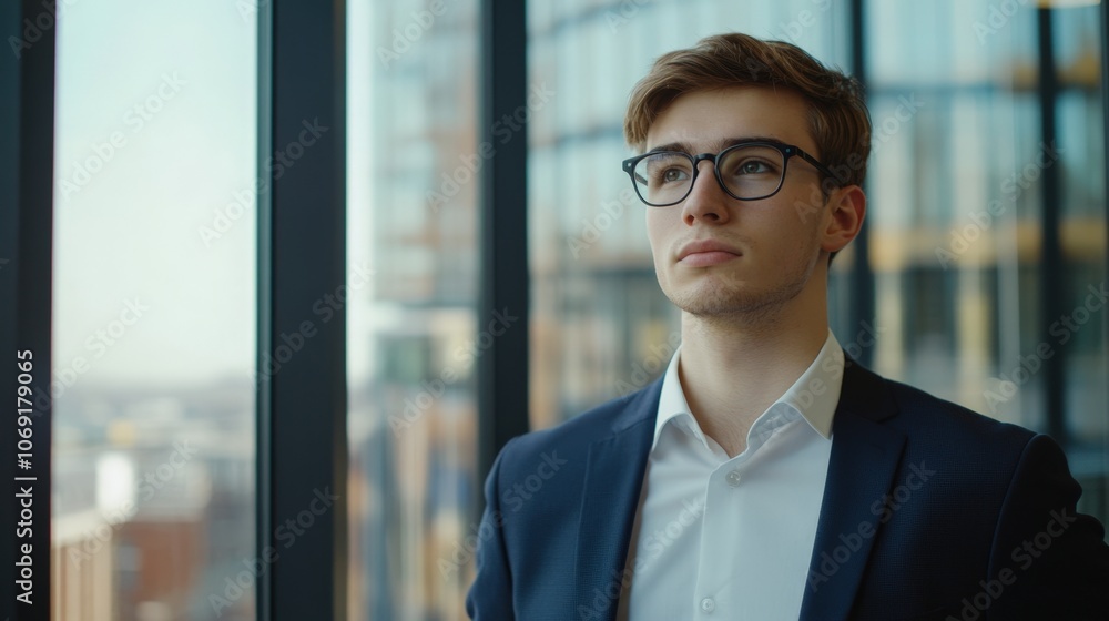 young businessman in a modern office wearing a tailored suit, large glass windows in the background, young businessman in a modern office wearing a tailored suit, large glass windows in the background,