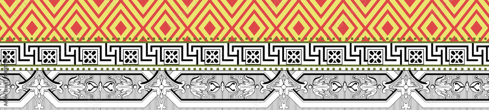 seamless beautiful wallpaper cards border design floral leaf vintage ornament Victorian geometric ethnic print paisley