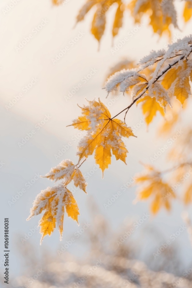 Frosted Autumn Leaves in Golden Sunlight. Frosted Autumn Leaves in Golden Sunlight.