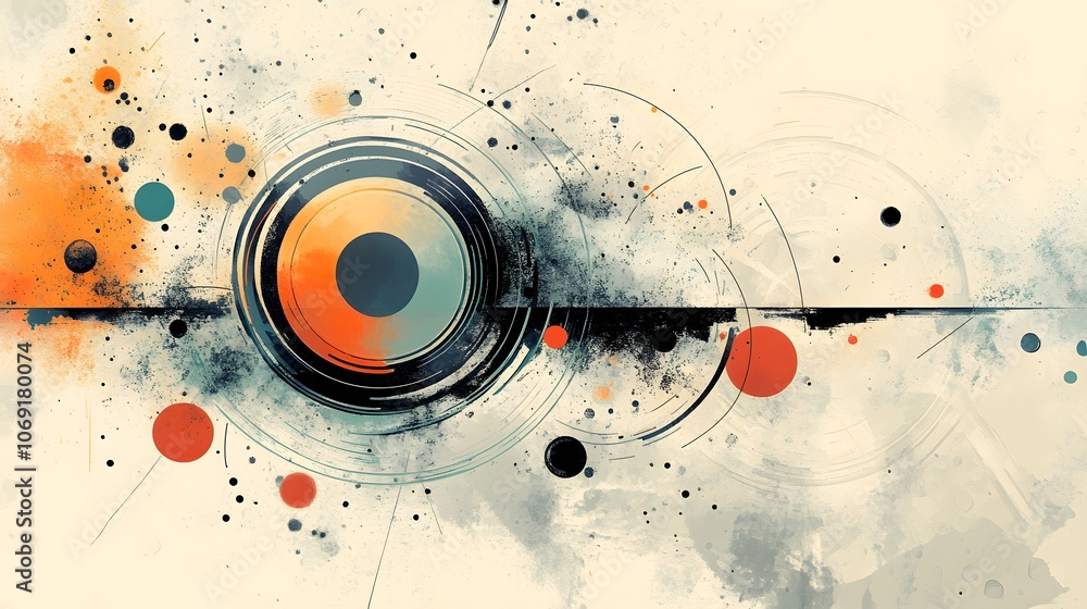Obraz premium Abstract contemporary art for modern business, blending graphic elements of success and teamwork. Ideal for office posters, technology ads, and research presentations.