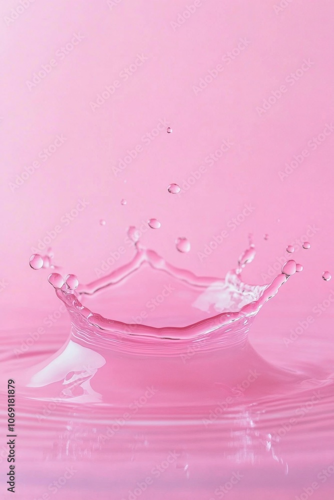 Splashing water droplets on a pink background Splashing water droplets on a pink background