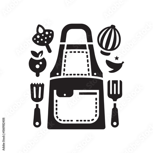 Vector Apron Silhouette Set , Black and White Apron Vector Illustration Set, Apron Outline Collection