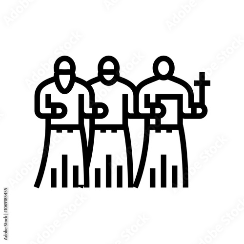 religious procession byzantine line icon vector. religious procession byzantine sign. isolated contour symbol black illustration