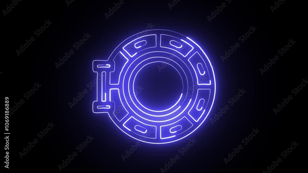 glowing neon window icon isolated on black background. HD video motion graphic animation glowing neon window icon isolated on black background. HD video motion graphic animation