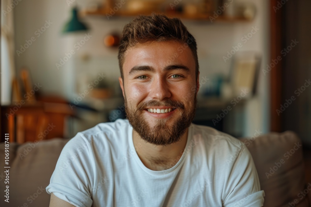 Smiley guy in white t shirt portrait Smiley guy in white t shirt portrait