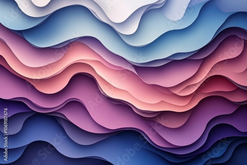 Colorful wave like patterns in shades of pink, purple, and blue create an abstract visual texture