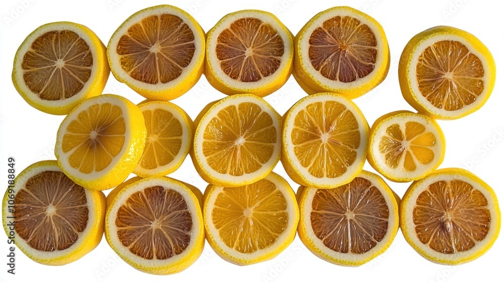 Fresh lemon slices showcase their juicy texture and vibrant color beautifully Fresh lemon slices showcase their juicy texture and vibrant color beautifully