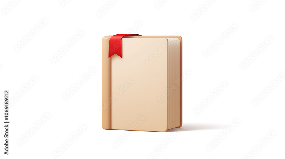 3d book icon with red bookmark in realistic style, hardcover book, the concept of learning or gaining knowledge, vector illustration isolated on white background 3d book icon with red bookmark in realistic style, hardcover book, the concept of learning or gaining knowledge, vector illustration isolated on white background