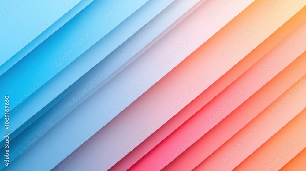 Fototapeta premium Diagonal pastel-colored paper layers in blue, pink, and orange tones