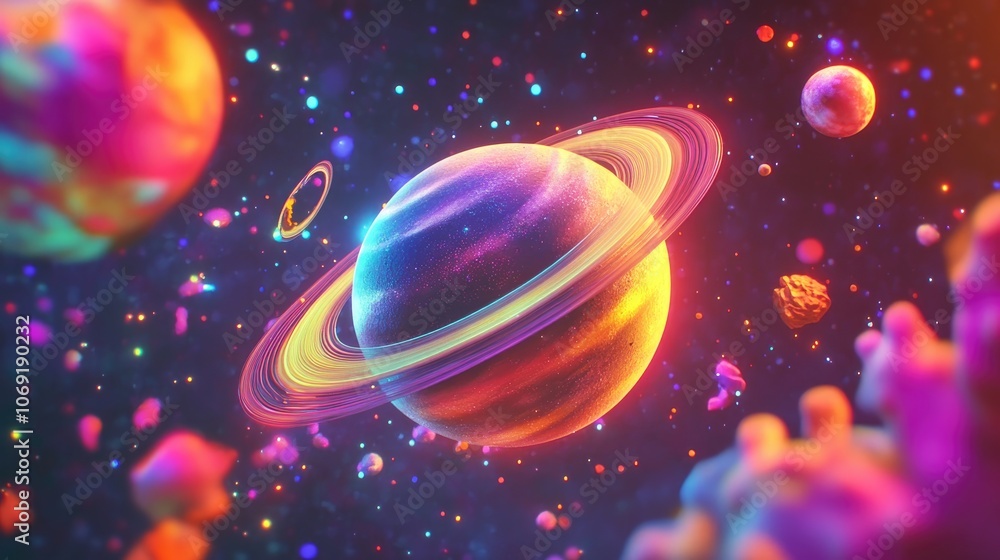 Illustration of an exoplanet surrounded by a vibrant cosmos showcasing celestial beauty and astronomical wonders Illustration of an exoplanet surrounded by a vibrant cosmos showcasing celestial beauty and astronomical wonders