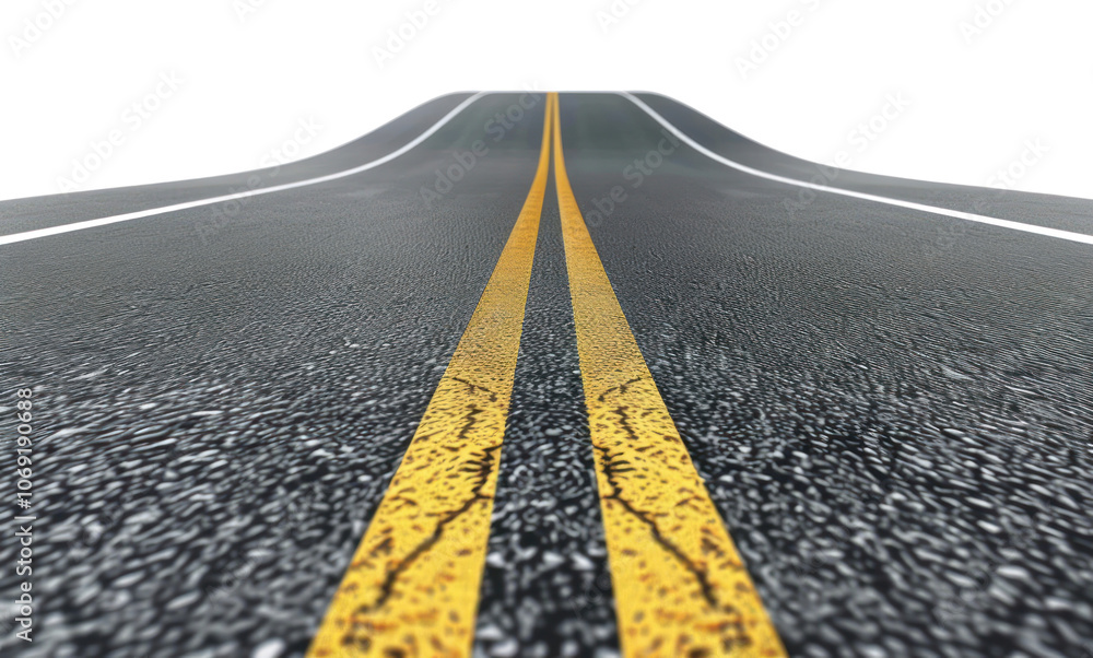 Fototapeta premium PNG Empty road 3d render with lines highway backgrounds asphalt.