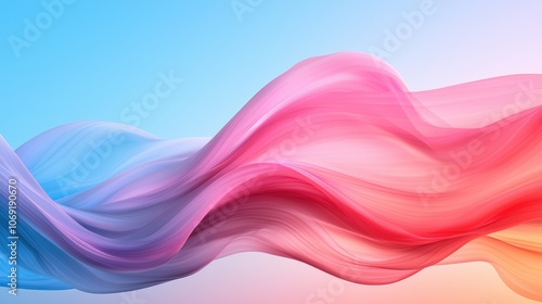 Abstract wave pattern in blue and pink gradient on a blue background