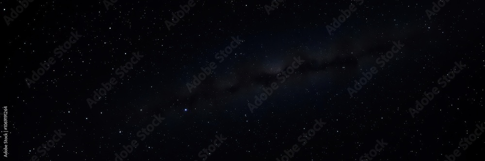 Fototapeta premium Night sky with twinkling stars against black backdrop, serene, galaxy