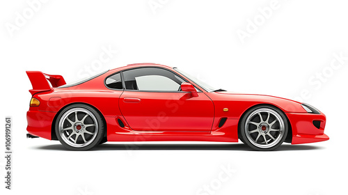 Generic red sport unbranded car isolated on a white background