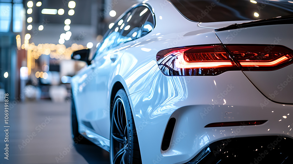 Back generic sport white car Back generic sport white car
