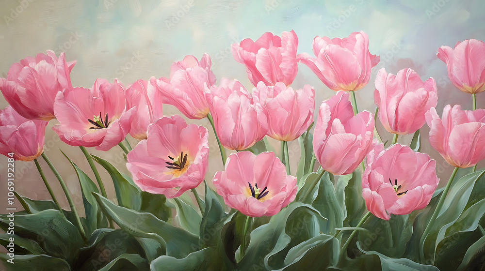 Beautiful group of pink tulips Beautiful group of pink tulips