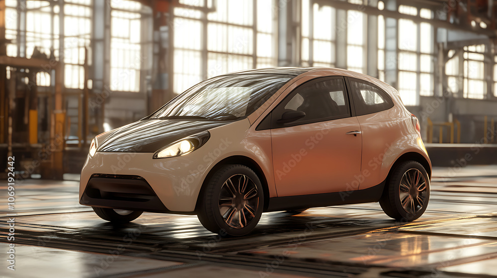 Big generic unbranded city car, mockup Big generic unbranded city car, mockup