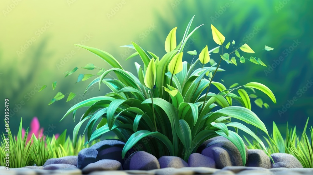 Obraz premium Clump forming perennial Dietes bicolor with long sword like evergreen pale green leaves ideal for garden landscaping