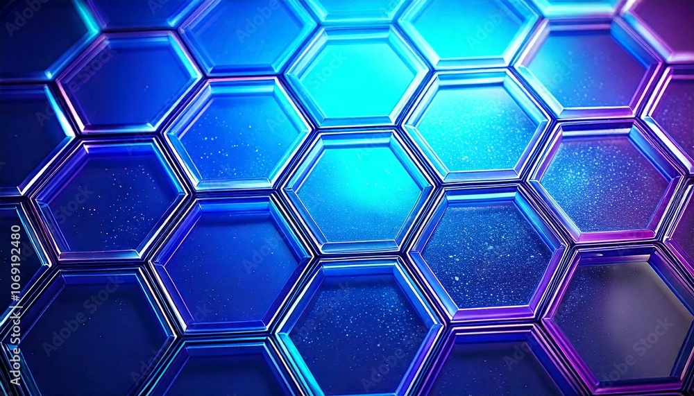 Regularny wzór plastra miodu złożonego ze szklanych, niebieskich sześcianów. Technologia, nauka. Regularny wzór plastra miodu złożonego ze szklanych, niebieskich sześcianów. Technologia, nauka.