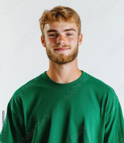 Wallpaper Mural Smiling young man with beard wearing green shirt Torontodigital.ca