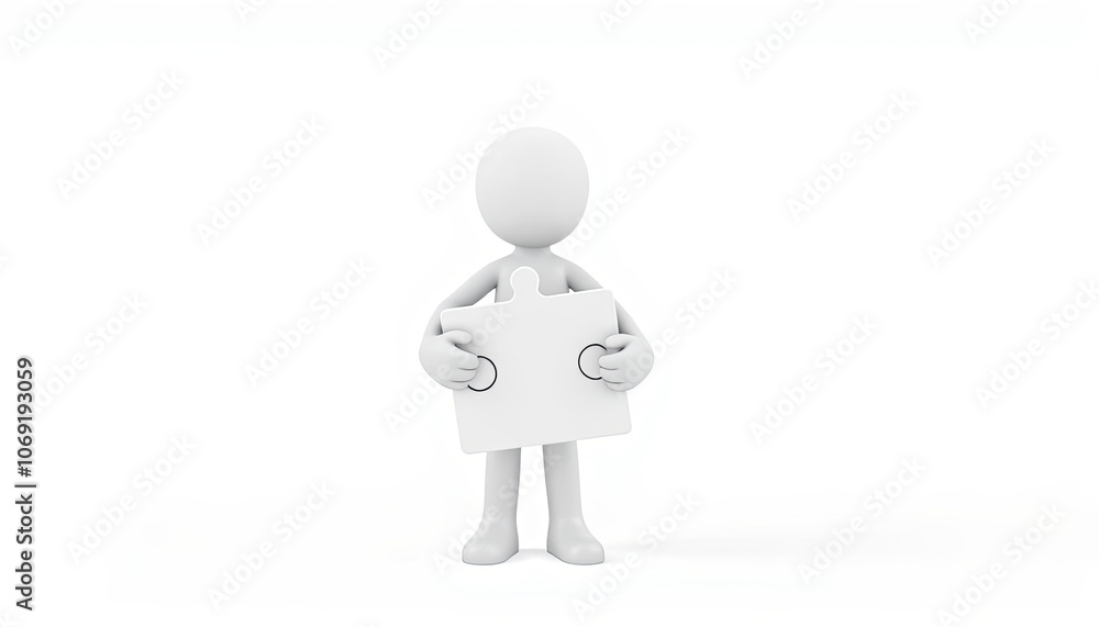 3D Stick Figure Character: Problem-Solving & Teamwork Motivational Icon with Copy Space 3D Stick Figure Character: Problem-Solving & Teamwork Motivational Icon with Copy Space