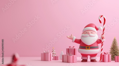 Celebrate christmas joyfully with santa and festive gifts in a cheerful scene