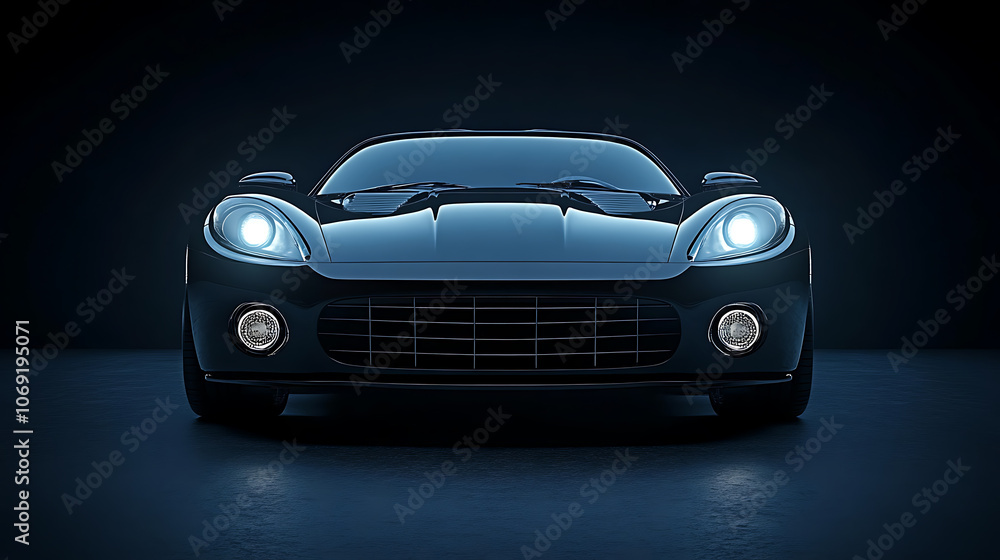 Fototapeta premium Front view of a generic and brandless red modern sport car