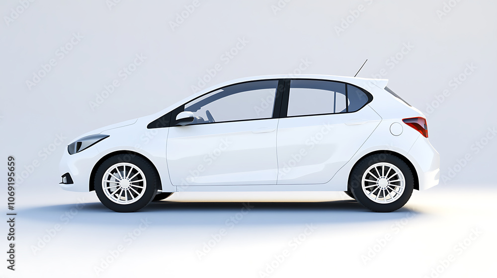 Fototapeta premium Generic unbranded white city car