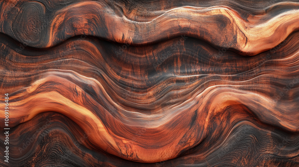 Abstract wavy mahogany wood texture in warm earth tones Abstract wavy mahogany wood texture in warm earth tones