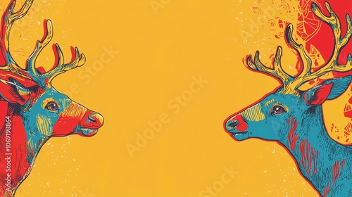 Celebrate christmas joyfully with colorful reindeer illustrations for your festive decorations