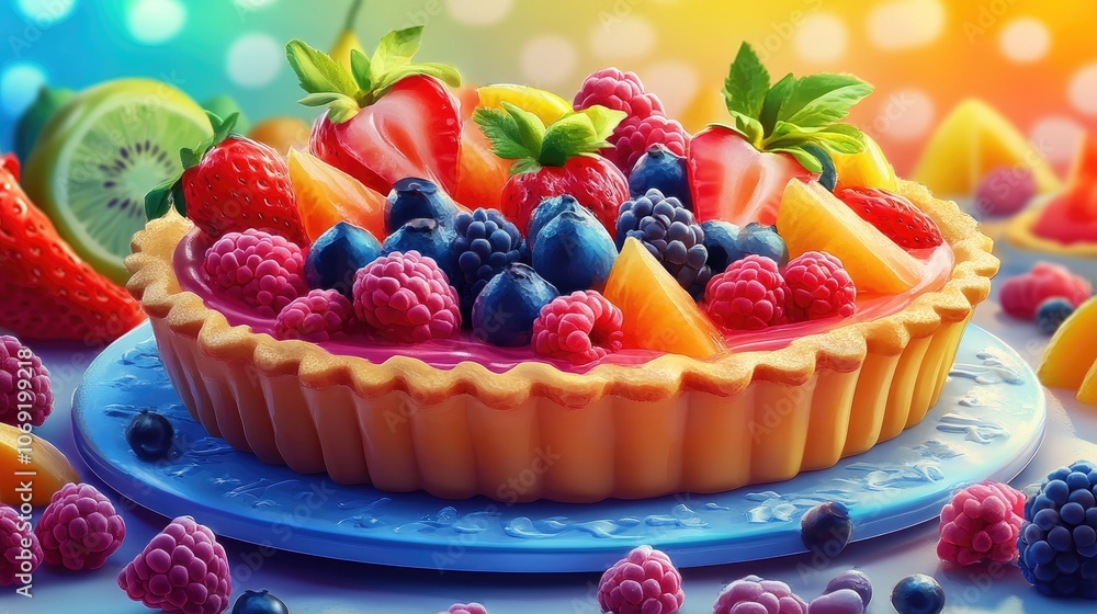 Deliciously sweet fruit tart topped with vibrant fresh fruits perfect dessert for special occasions Deliciously sweet fruit tart topped with vibrant fresh fruits perfect dessert for special occasions