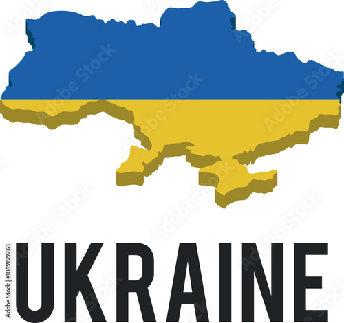 3D map of Ukraine. Vector on a gray background