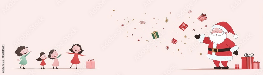 Santa delivers joyful christmas gifts to happy children celebrating the holiday spirit