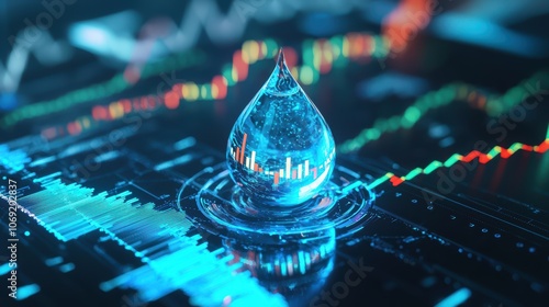 Wallpaper Mural Water utilities sector performance with water drop icon and market trends Torontodigital.ca