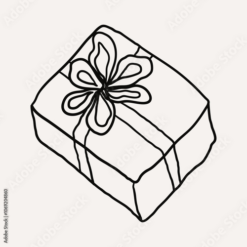 Gift Box, Present 3. Christmas hand drawn whimsical line art icons 2