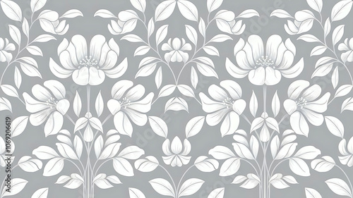 Elegant Floral Wallpaper Pattern in White Minimalist Design for a Sophisticated and Serene Aesthetic
