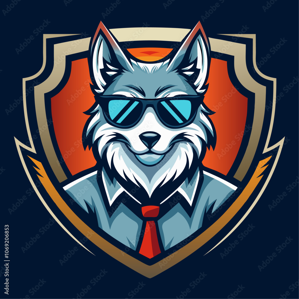 A cute funny modern Wolf wearing glasses and a suit art illustration for T-Shirt print A cute funny modern Wolf wearing glasses and a suit art illustration for T-Shirt print