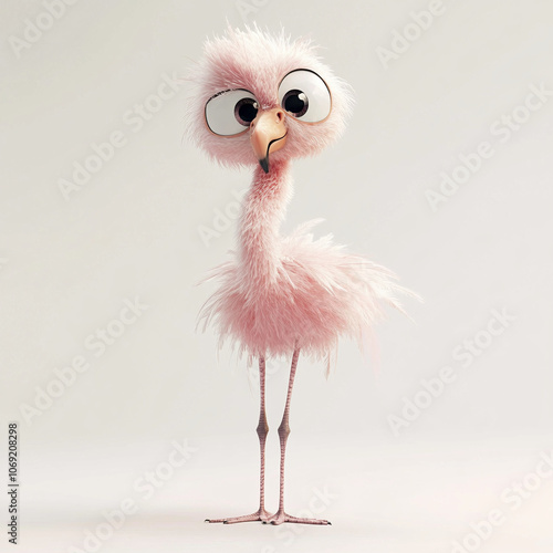 pink flamingo isolated on white