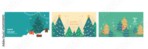 Colorful Christmas Cards Featuring Decorated Element