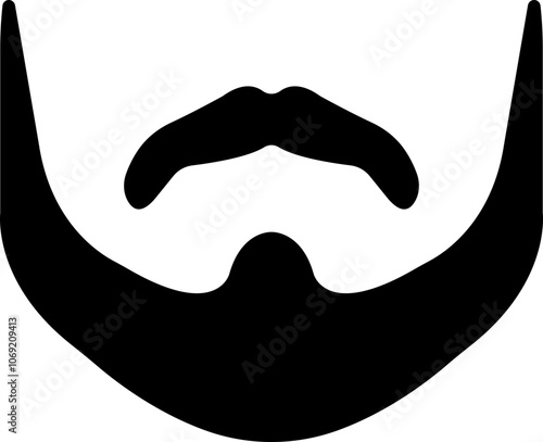 Beards Black silhouette icon in flat. Symbol of man beard Vector for apps or website beards for men face isolated on transparent background Hipster or retro gentleman with long curly beard