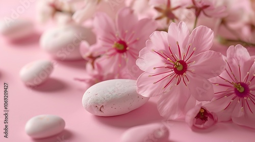 Pink Spa Stones with Delicate Flowers