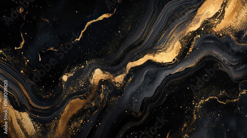 Luxury black gold Marble texture background. Panoramic Marbling texture design for Banner, invitation, wallpaper, headers, website, print ads, packaging design template.