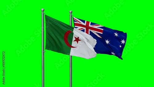 Wallpaper Mural Australia and Algeria flags flying together, video concept of the relationship with colored chroma key for easy background remove, two country cooperation concept Torontodigital.ca