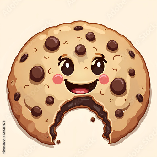 A delightful cookie character brings joy and sweetness to everyone s day with its smile, digital art of character design concept. photo