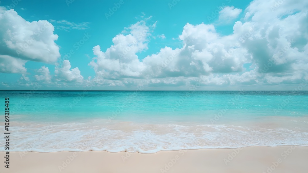 Peaceful beach with turquoise waters and soft white sand, set against a sky filled with colorful, dramatic clouds. An idyllic scene of tranquility and natural beauty. Peaceful beach with turquoise waters and soft white sand, set against a sky filled with colorful, dramatic clouds. An idyllic scene of tranquility and natural beauty.