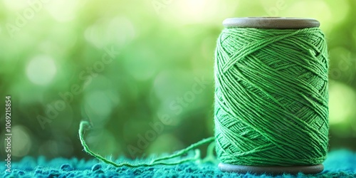 Green Thread Spool on a Green Background