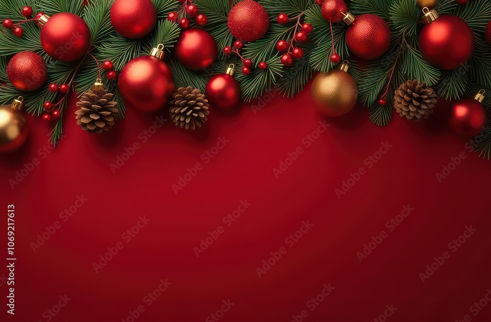 red christmas decoration background with empty space red christmas decoration background with empty space
