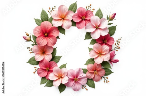 Intertwined flowers letter “O”, realist precision, high saturation, beautiful, inspiring, isolated, flat white background-