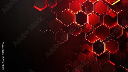 Abstract dark hexagon pattern on red neon background technology

 photo