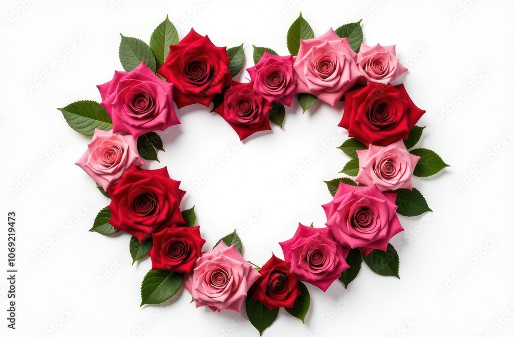 Intertwined roses heart, realist precision, high saturation, beautiful, inspiring, isolated, flat white background Intertwined roses heart, realist precision, high saturation, beautiful, inspiring, isolated, flat white background